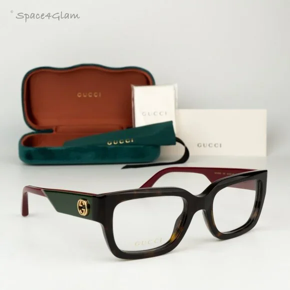 BRAND NEW Gucci GG1666O 006 Havana Red Demo Women Square Eyeglasses GG 1666O - Picture 4 of 8